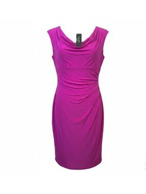 Lauren Ralph Lauren Womens Pink Cap Sleeve Drape Neckline Dress Size 14